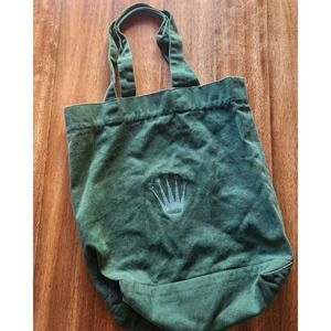 Green Canvas Tote Bag Rolex Crown Logo Shopping Travel Everyday cotton preppy